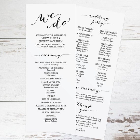 Wedding Ceremony Program Template Free Download For Your Needs