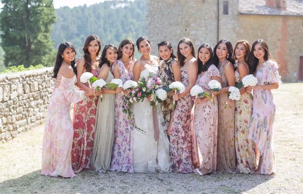 cheap floral bridesmaid dresses